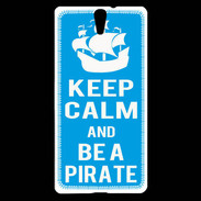 Coque Sony Xperia C5 Keep Calm Be a Pirate Cyan