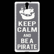 Coque Sony Xperia C5 Keep Calm Be a Pirate Gris
