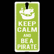 Coque Sony Xperia C5 Keep Calm Be a Pirate Vert pomme