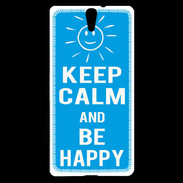 Coque Sony Xperia C5 Keep Calm Be Happy Cyan