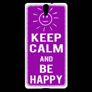 Coque Sony Xperia C5 Keep Calm Be Happy Violet