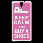 Coque Sony Xperia C5 Keep Calm Buy Shoes Rose