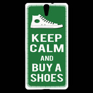 Coque Sony Xperia C5 Keep Calm Buy Shoes Vert