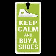 Coque Sony Xperia C5 Keep Calm Buy Shoes Vert Pomme