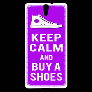 Coque Sony Xperia C5 Keep Calm Buy Shoes Violet