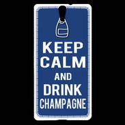 Coque Sony Xperia C5 Keep Calm Drink Champagne Bleu