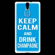 Coque Sony Xperia C5 Keep Calm Drink champagne Cyan
