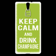 Coque Sony Xperia C5 Keep Calm Drink champagne Vert pomme