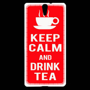 Coque Sony Xperia C5 Keep Calm Drink Tea Rouge