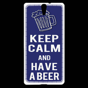 Coque Sony Xperia C5 Keep Calm Have a beer Bleu