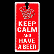 Coque Sony Xperia C5 Keep Calm Have a beer Rouge