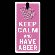 Coque Sony Xperia C5 Keep Calm Have a beer Rose