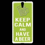 Coque Sony Xperia C5 Keep Calm Have a beer Vert pomme
