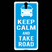 Coque Sony Xperia C5 Keep Calm Take Road Cyan
