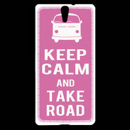 Coque Sony Xperia C5 Keep Calm Take Road Rose