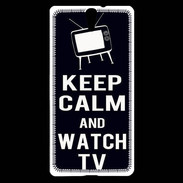 Coque Sony Xperia C5 Keep Calm Watch TV Noir