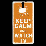 Coque Sony Xperia C5 Keep Calm Watch TV Orange