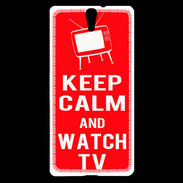 Coque Sony Xperia C5 Keep Calm Watch TV Rouge
