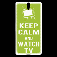 Coque Sony Xperia C5 Keep Calm Watch TV Vert pomme