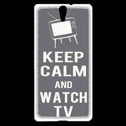 Coque Sony Xperia C5 Keep Calm Watch TV Gris