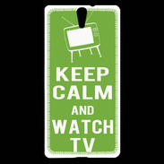 Coque Sony Xperia C5 Keep Calm Watch TV Vert