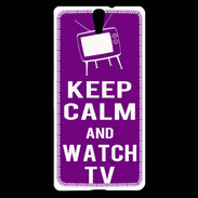 Coque Sony Xperia C5 Keep Calm Watch TV Violet