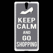 Coque Sony Xperia C5 Keep Calm go shopping Gris