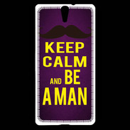 Coque Sony Xperia C5 Keep Calm Be a Man Violet