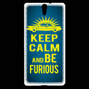 Coque Sony Xperia C5 Keep Calm and Be Furious Bleu