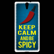 Coque Sony Xperia C5 Keep Calm and Be Spicy Bleu
