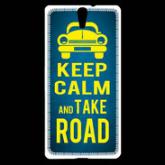 Coque Sony Xperia C5 Keep Calm and Take o road 2 Bleu