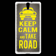 Coque Sony Xperia C5 Keep Calm and Take o road 2 Gris