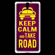 Coque Sony Xperia C5 Keep Calm and Take o road 2 Rose