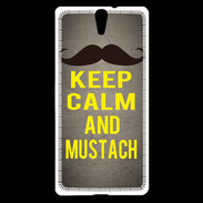 Coque Sony Xperia C5 Keep Calm and Mustach Gris
