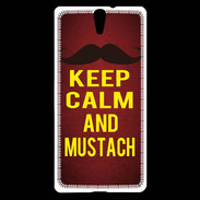 Coque Sony Xperia C5 Keep Calm and Mustach Rouge