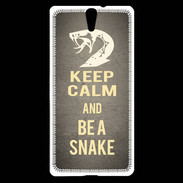 Coque Sony Xperia C5 Keep Calm and Be a Snake Gris