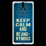 Coque Sony Xperia C5 Keep Calm and Be Anonymous Bleu