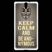 Coque Sony Xperia C5 Keep Calm and Be Anonymous Gris