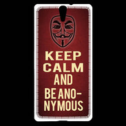 Coque Sony Xperia C5 Keep Calm and Be Anonymous Rouge