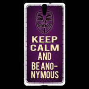 Coque Sony Xperia C5 Keep Calm and Be Anonymous Violet
