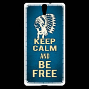 Coque Sony Xperia C5 Keep Calm and Be Free Bleu