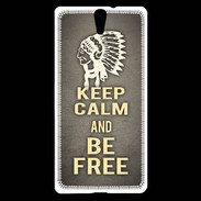 Coque Sony Xperia C5 Keep Calm and Be Free Gris
