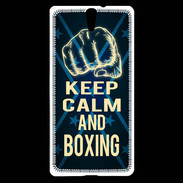Coque Sony Xperia C5 Keep Calm and Boxing Bleu