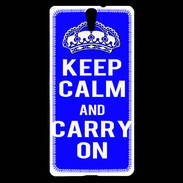 Coque Sony Xperia C5 Keep Calm and Carry on Bleu