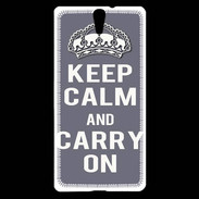 Coque Sony Xperia C5 Keep Calm and Carry on Gris