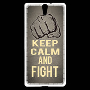 Coque Sony Xperia C5 Keep Calm and Fight Gris