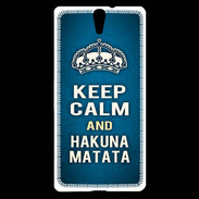 Coque Sony Xperia C5 Keep Calm and Hakuna Matata Bleu