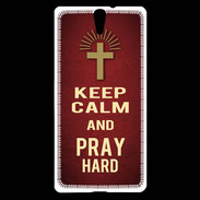 Coque Sony Xperia C5 Keep Calm and Pray Christian Rouge