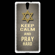 Coque Sony Xperia C5 Keep Calm and Pray jewish Gris