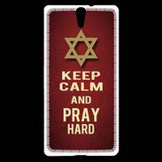 Coque Sony Xperia C5 Keep Calm and Pray jewish Rouge
